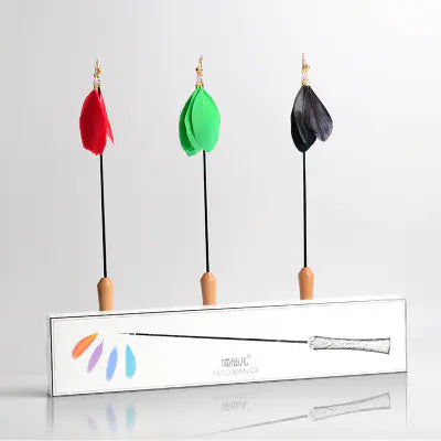 Wooden Cat Teaser Wand - Retractable Cat Toy