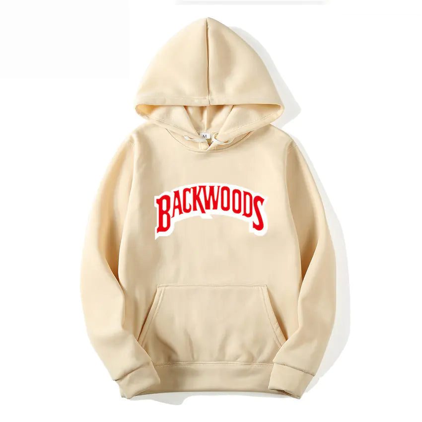 Men's Pullover Hoodie with BACKWOODS Print (Hip-Hop)